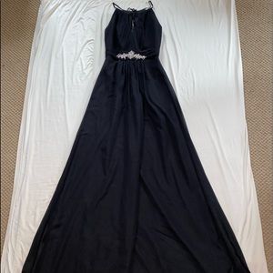 black flowy formal gown with some sparkle